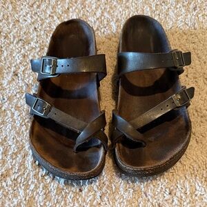 Birkenstock Black Two-Strap Toe Loop Sandals